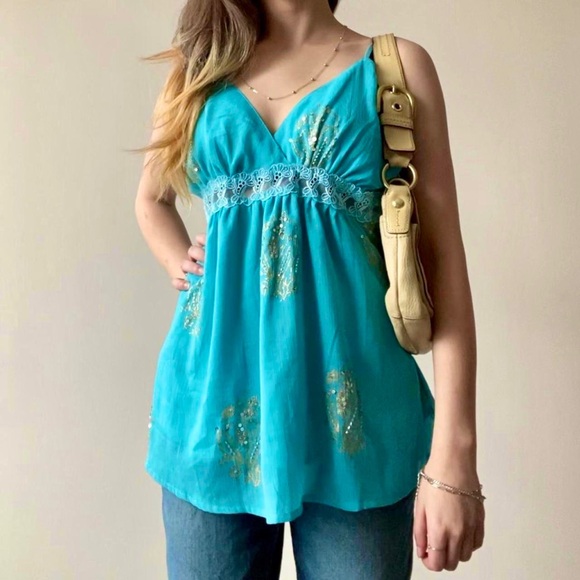 Cherry Krave Turquoise Embellished Cami - Picture 4 of 6